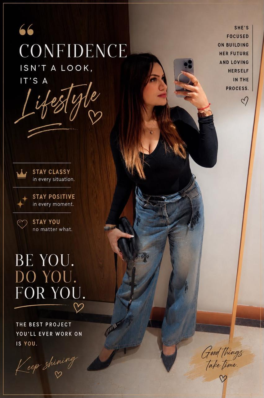 Stylized portrait banner image of woman taking mirror selfie
